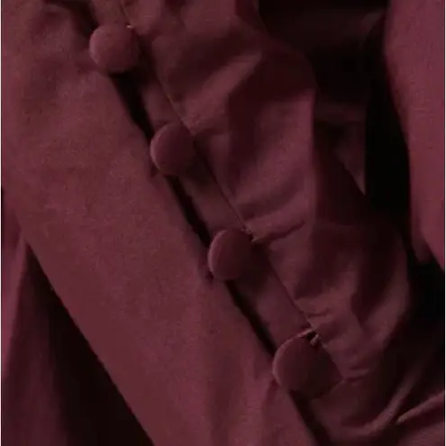 STAUD Peggy Top Plum Cotton Poplin Peplum Blouse Size Medium NWT Red