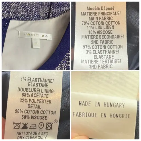 Paule Ka Sheath Dress Tweed Sleeveless Round Neck Purple Cream Women’s Size 8