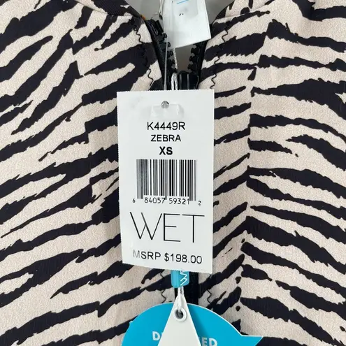 WET SWIMWEAR Eliana Rashguard Wetsuit Size Extra Small NWT Zebra Mesh Surf Scuba Black