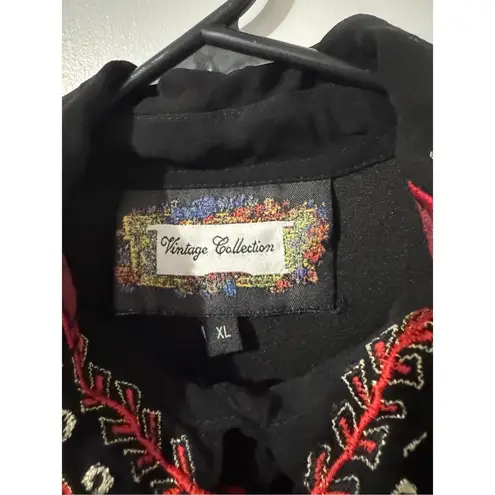 Vintage Collections western boho embroidered crochet floral lace sheer tunic / d Red Size XL