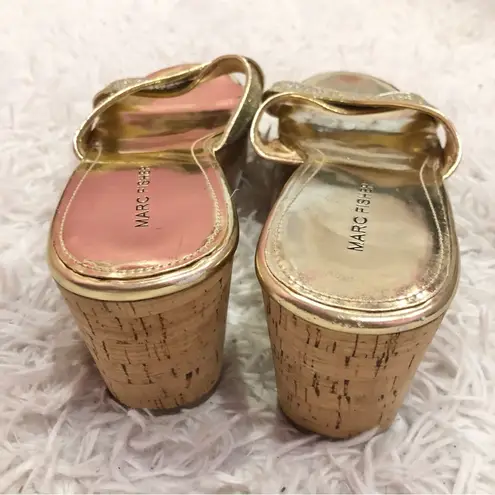 Marc Fisher  Cilla 2 Glitter Heel Wedges Gold 9‎ - Image 4