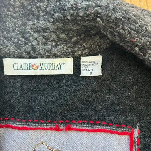 Vintage Claire Murray Christmas Vest Size Small Hong Kong Snowman 100% Wool Gray