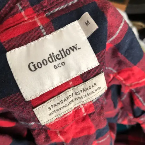 Goodfellow Red navy plaid button up down shirt flannel