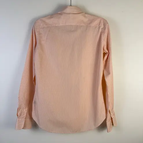 Ann Mashburn Orange White Striped Cotton Popover Shirt Blouse USA