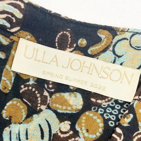 Ulla Johnson Agadir Belted Cotton Blend Printed Voile Dress Earth Tone Sol