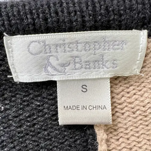 Christopher & Banks Vtg. 2003 Cat Sweater Cardigan Ramie Cotton Embroidered