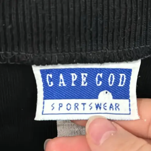 Vintage Cape Cod houndstooth print collared buttoned Sweater size XL Black