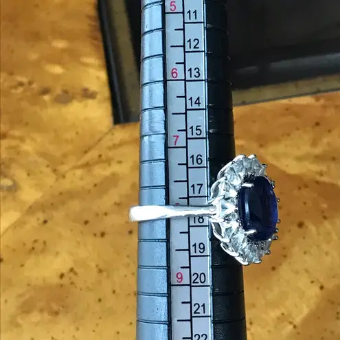 Natural Blue Kyanite Sterling Silver Cocktail Ring Discounted Size 8