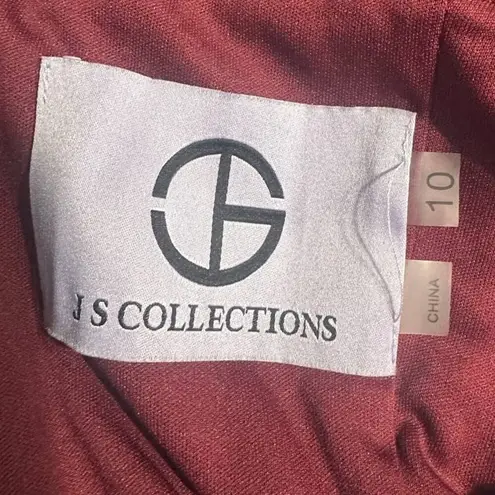 JS Collections Elle Sweetheart Tea Length Dress Women's 10 Burgundy Midi NWOT - Image 7