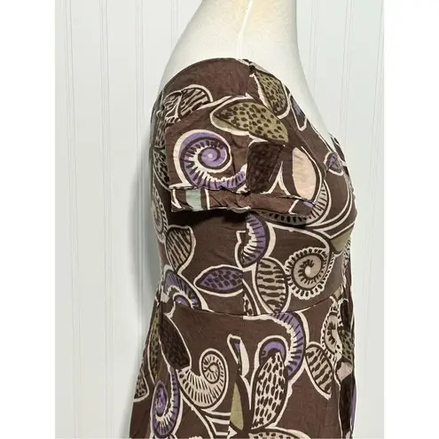 Boden Dress Floral Print Slip On Sheath Style V Neck Mini Length Brown Purple 6