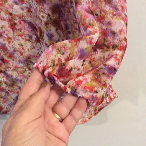 Sheer floral print V neck shirt womens Philosophy Republic Large L long sleeve