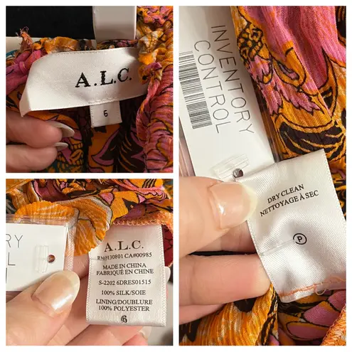 ALC Frank A.L.C. Valentina Gathered Floral-Print Silk-Crepon Maxi Dress 6