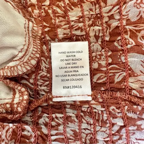Zenobia Burnt Sienna Floral Blouse sz 2X Ruffle Cuff Tie Waist NWT Long Sleeves