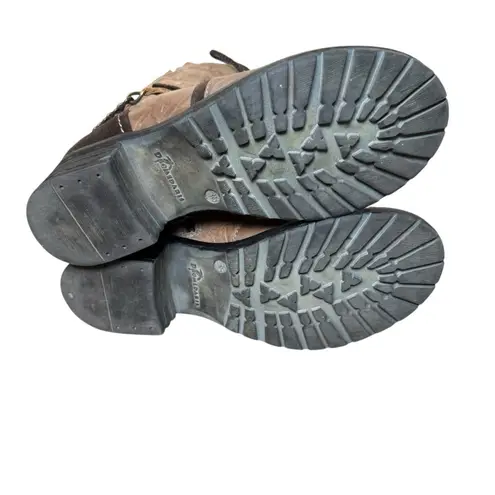 Dromedaris Brown Soft Leather Combat Booties Boots Size EU 38 Lace Up Zip Moto