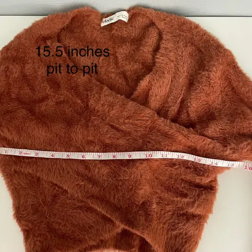 Elodie Pumpkin Spice Burnt Orange Eyelash Knit Wrap Front Crop Top