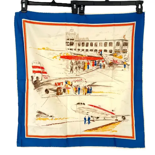 TWA Vintage "Up Up And Away" Scarf Trans World Stewardess Employee Uniform Blue