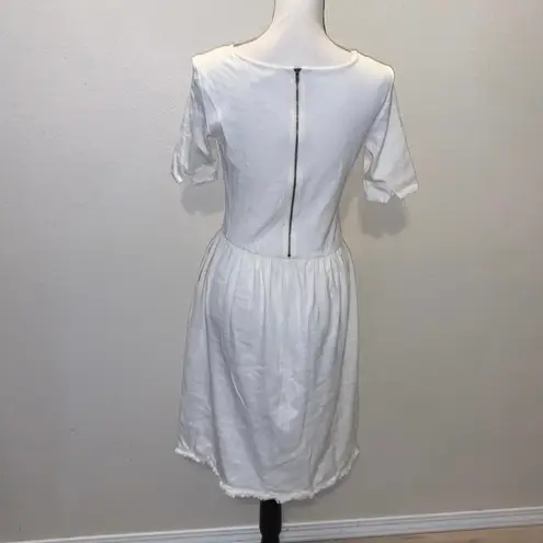 Downeast off white fringe hem office midi dress pockets