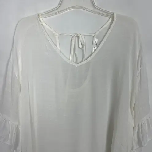 Ekouger Pullover Gauzy White Tunic Dress/Bikini Cover Up Size Medium