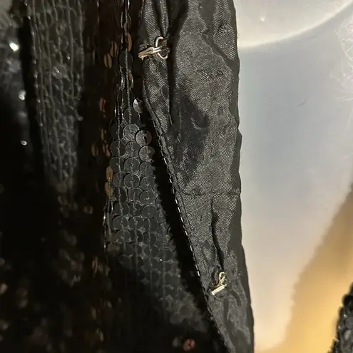 Vintage Cee Cee 1990s Y2K Black Sequin Sparkle Silk Cropped Vest Small