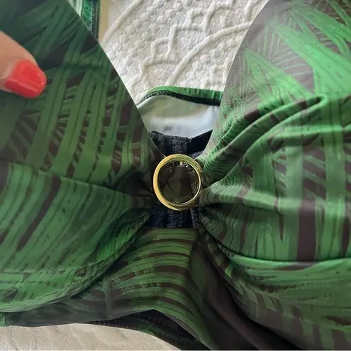 Cacique LANE BRYANT Plunge Underwire Swim Bikini Top breezy palm SIZE 46 DDD