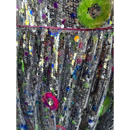 NWT Celia B Wanderer Silver Sequin Floral Mini Dress Size Small