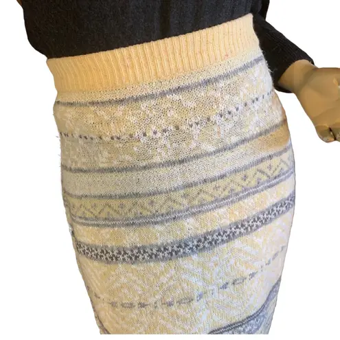 VINTAGE 1990'S LIZ SPORT YELLOW, GRAY & WHITE PENCIL SWEATER SKIRT (M) Yellow Size M