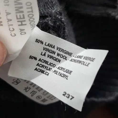 Valentino Black Chic Feminine Turtleneck Crop Merino Wool Sweater Size Small