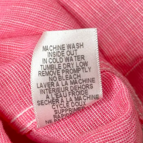 Frank & Eileen 100% Linen Barry Button Front Long Sleeve Shirt Pink Size Small - Image 12