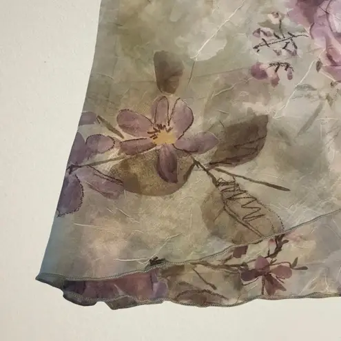 Green purple floral asymmetrical hem tiered skirt fairycore bohemian castlecore Size 10P