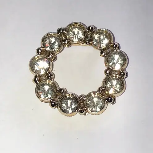Elegant Gold Tone Crystal Round Vintage Boho Brooch
