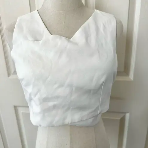 Chicwish Savvy cream crossover cropped sleeveless top