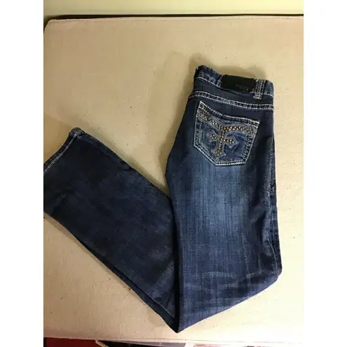 Rock & Roll Cowgirl Women Jeans Sz.29x34 Blue Bling Pocket Cowgirl Rodeo Western