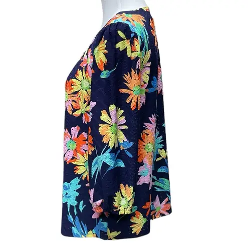 Greige Eyelet Summer Fun 3/4 Sleeve Pullover Top Size M Blue Size M