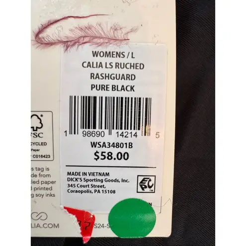 NWT Calia Ruched Rash Guard In Black Size Large