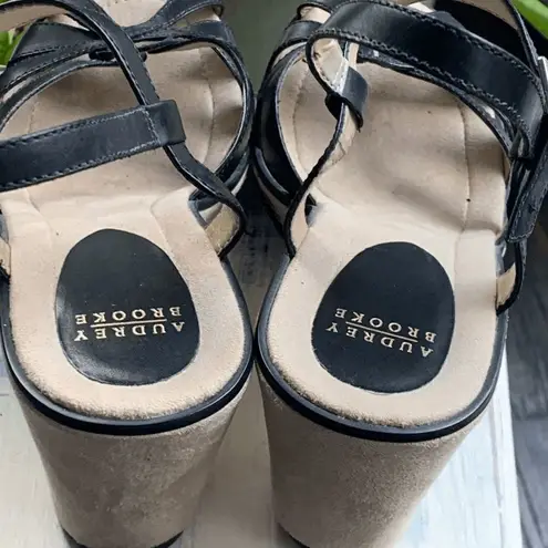 Aubrey Brooke Women's Perforated Ankle Strappy Wedge Sandals Black Size 8.5