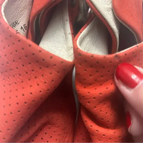 Fly London Yull Red Perforated Nubuck Peep-Toe Wedge Sandals size 40 (9-9.5)