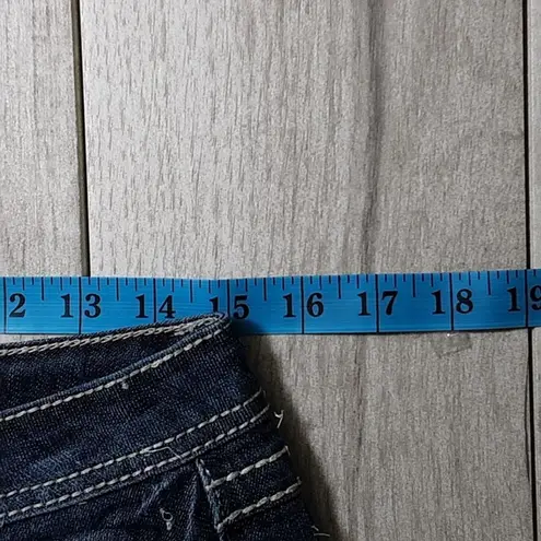 Earl Jean Blue Denim Shorts Size 10 Distressed Raw Hem Contrast Stitching