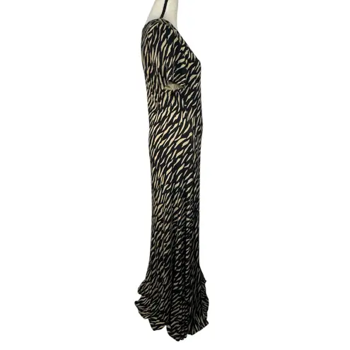 Soft Surroundings Large Maxi Dress Zebra Print Surplice V-Neck Stretch Side Slit