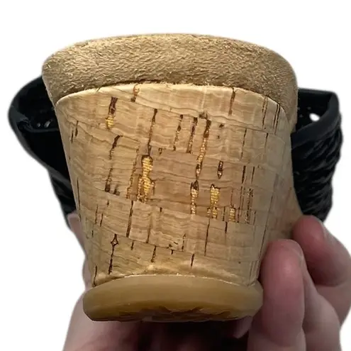 Baretraps “Flossey” Black Slip-On Cork Wedge Sandals Women’s Size 9M