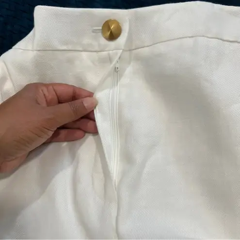 Donna Karan New York White Linen Blend High Rise Wide Leg Trouser NWT Size 16