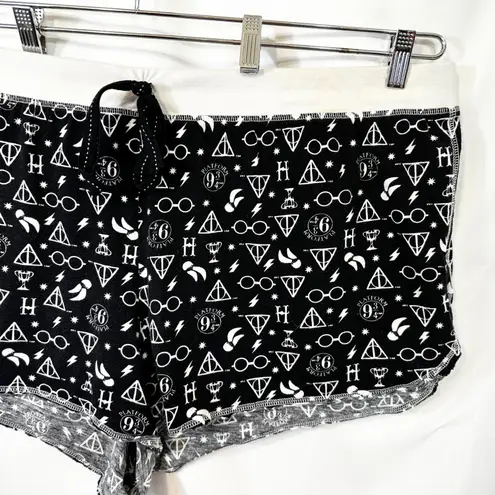 Harry Potter Plus Size 4X Sleep Shorts Black White Pocket Pull On Elastic 1780