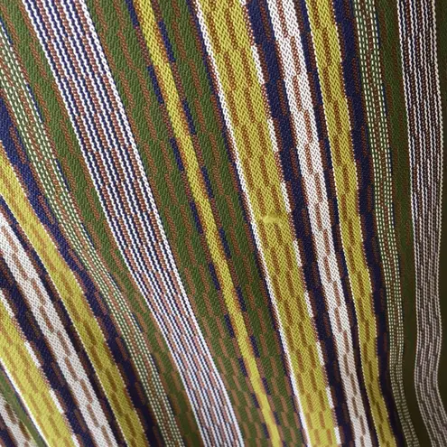 Vintage Jill Houser Green White Striped Trench Coat Size M