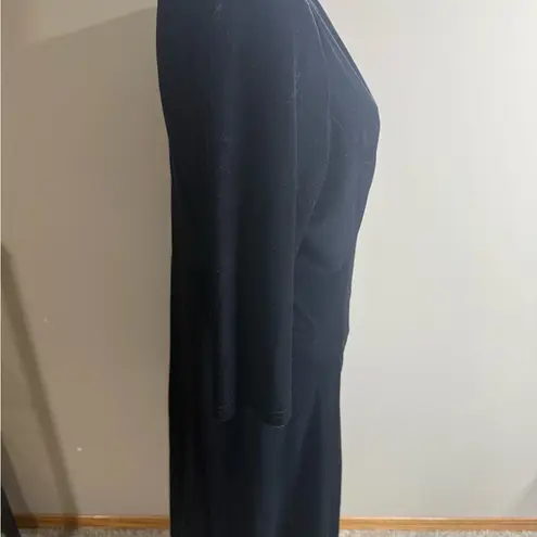 Coldwater Creek Black velour Sheath Dress Plunge Neck 3/4 Sleeve