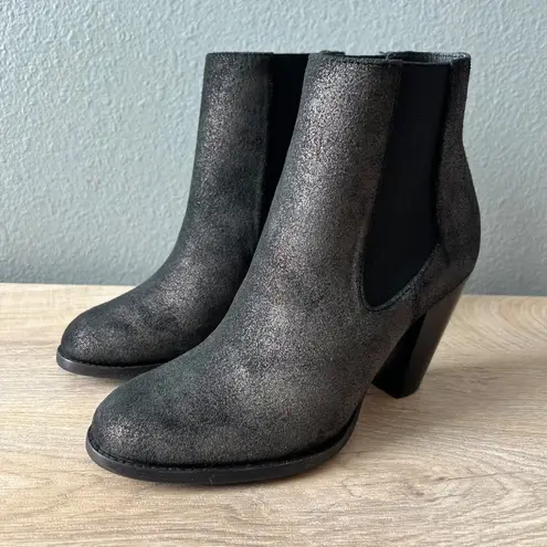 NWOB Thursday Boot Company Women's Metallic Heeled Chelsea Ankle Booties 10 Gray