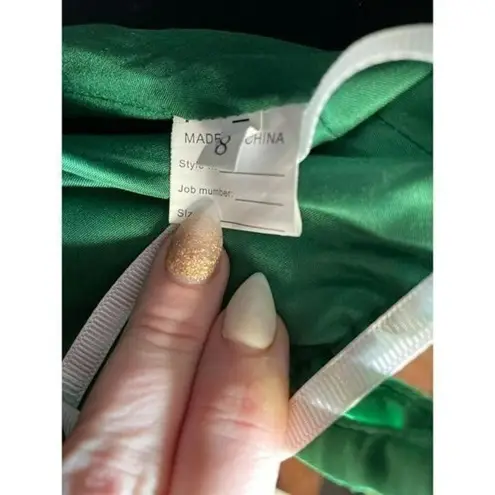 None Women's Party Prom Dress Elegant Emerald Green Halter Backless Long Dress