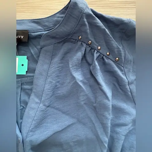 Fortune + Ivy Cindy Button Detail Blouse Blue Medium NWT STITCH FIX