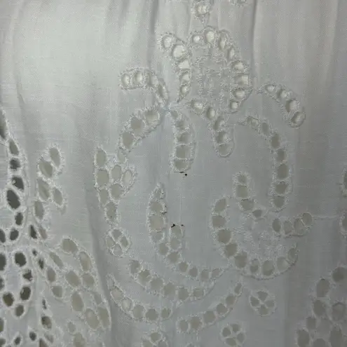 Free People  White Eyelet Oversized Tunic Dress Boho Peasant Backless Large