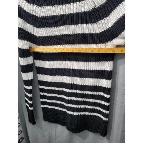Style & Co. Women's Striped Cotton Sweater Navy Blue & White Knit Small Black