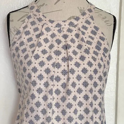 Valerie Bertinelli Womens Blouse Top Halter Print Size Small Linen Blend Pleated
