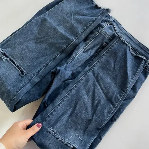 Uniqlo  Jeans Womens Size 28 Blue Distressed Ripped Skinny Leg Frayed Hem